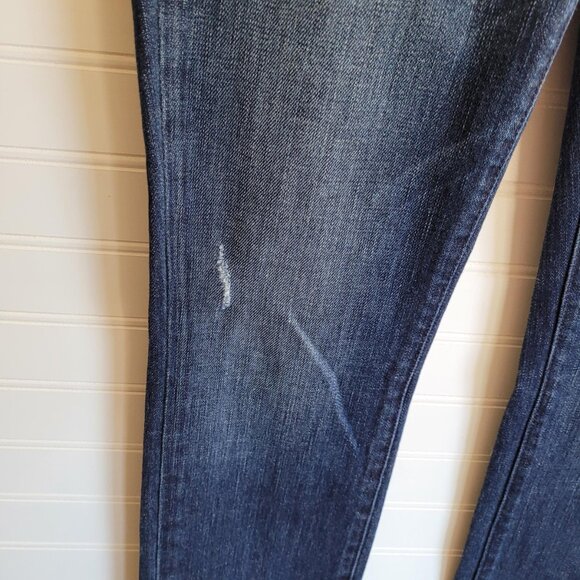 Paige Jeans Size 28 Blue Heights Skinny Dark Wash Distressed Stretch - Picture 3 of 10